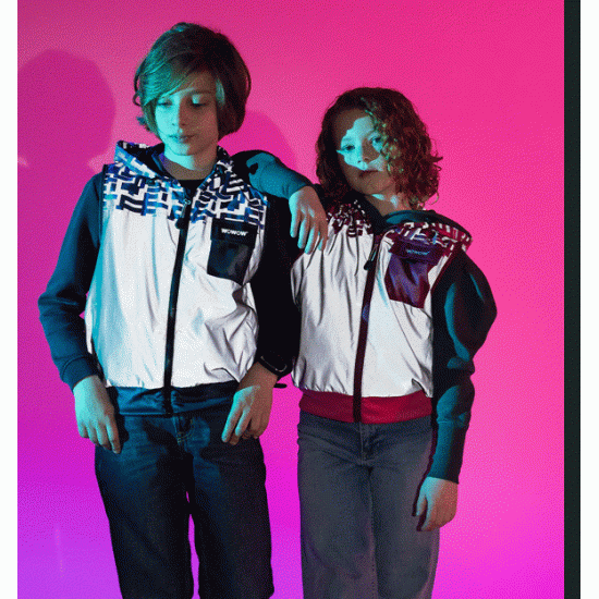 Yoho jacket kids - Volledig reflecterend jas met kap - kinderen- blauw