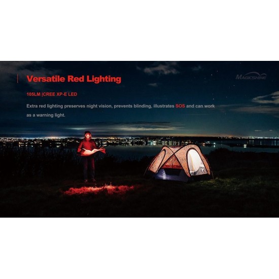 Magicshine MOH 25 : hoofdlamp 500 lumen- usb oplaadbaar - wit / rood - SOS functie