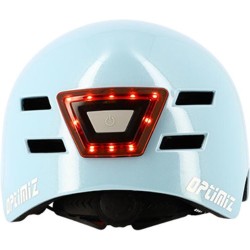 Optimiz Fietshelm met geïntegreerd voor- en achterlicht - EN 1078 lichtblauw