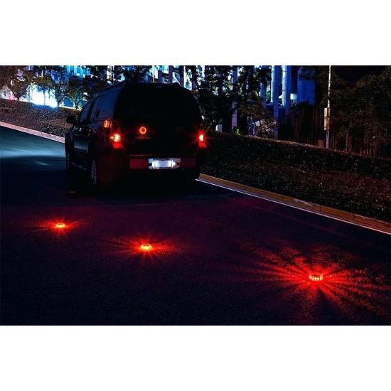 Waarschuwingslichten (12 rode Led, 3 witte Led, magneet) - USB oplaadbaar - Lichtbaken Noodverlichting - Road Flare LED